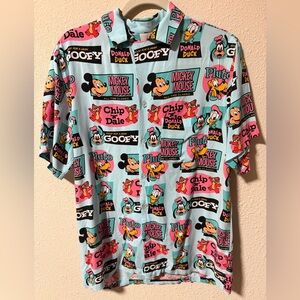 Disney Parks Mickey Mouse and Friends Button-Up Camp Shirt for Men SIZE Medium